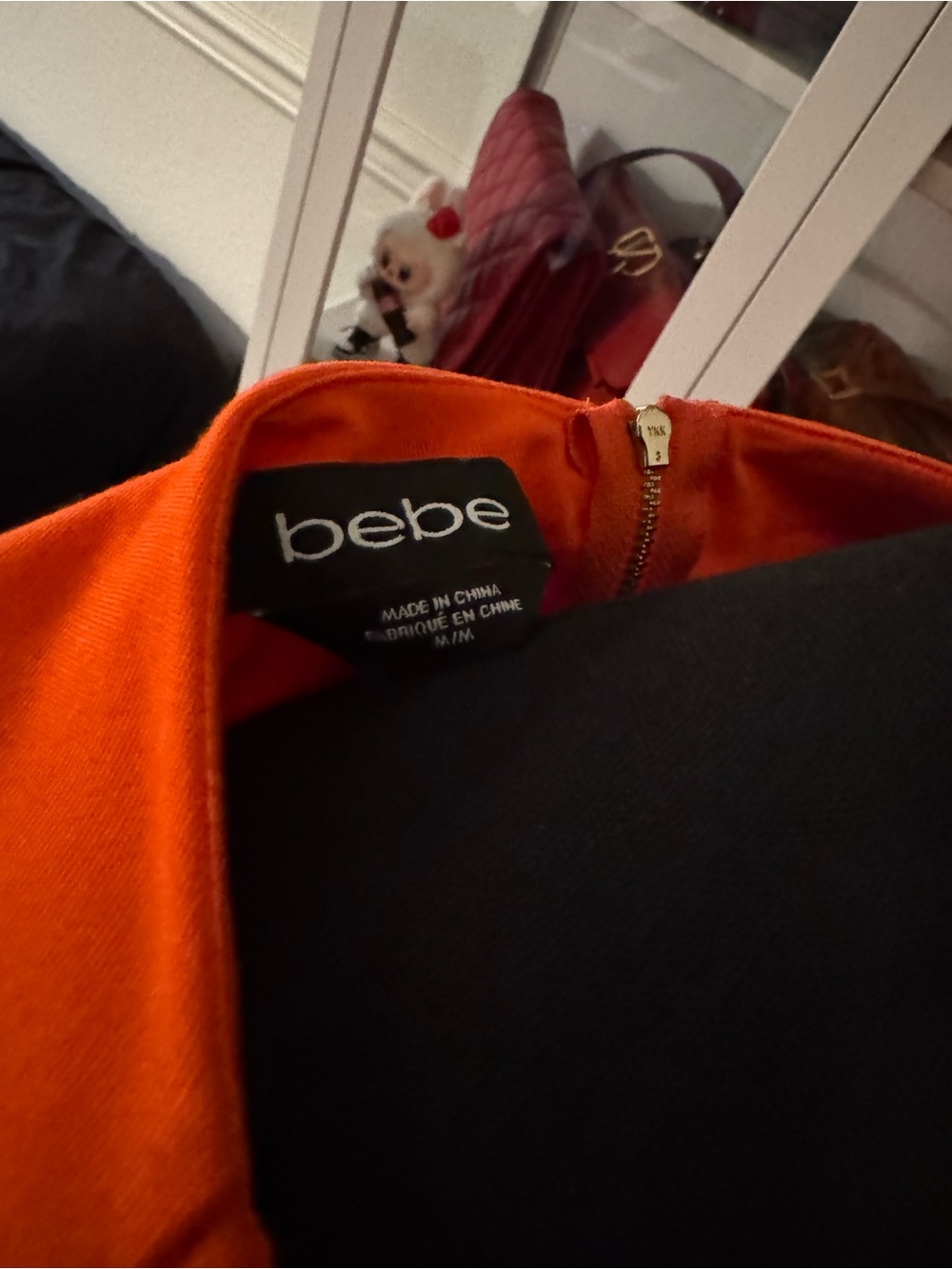 bebe Orange V-Neck Sleeveless Flared Mini Dress - Picture 3 of 3